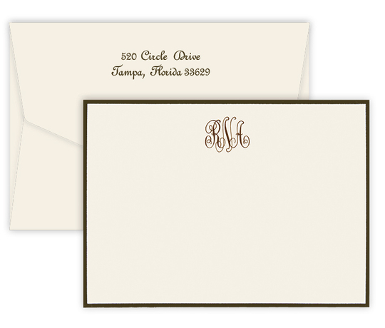 Triple Thick Classic Monogram Border Flat Note Cards
